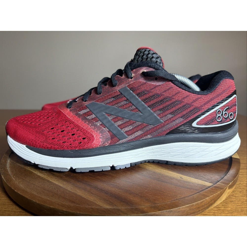 New Balance 860 V9 Mens Size 12 Black Red Athletic Running Shoes M860TR9